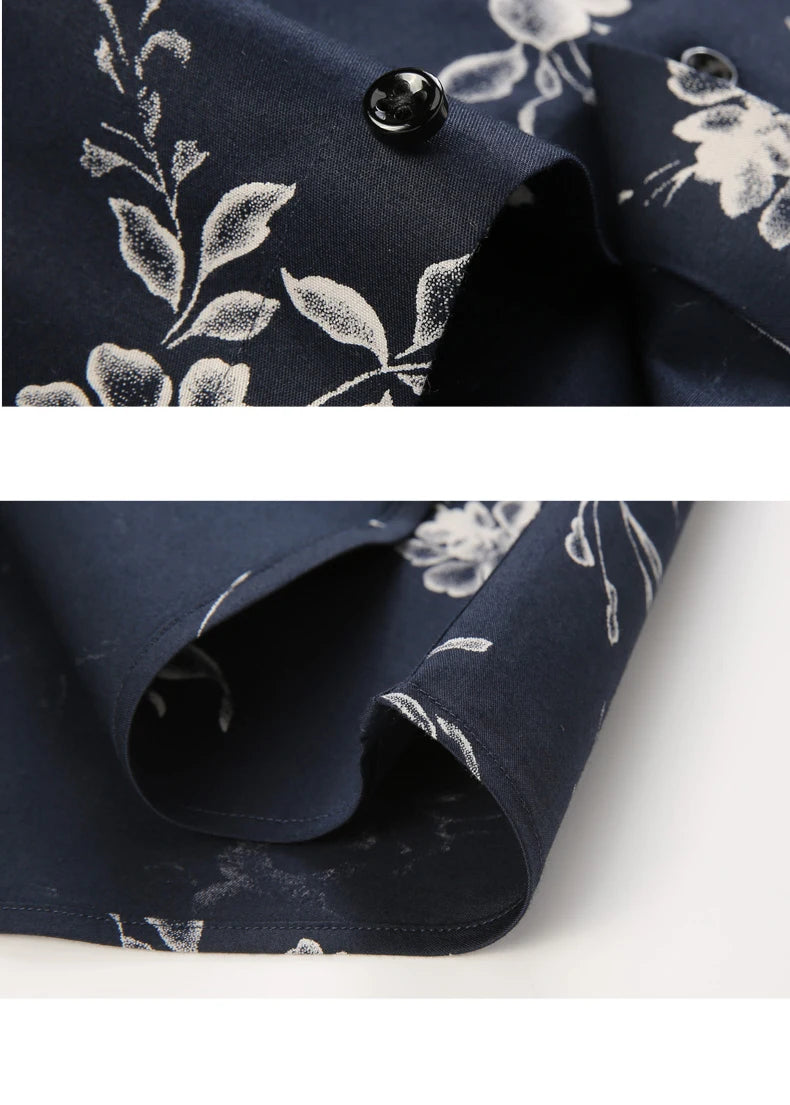 Men Long Sleeve Floral Print Shirt Brand Casual Fashion Button Up Printed Flower Shirts Dress Men Slim Fit Thin Clothing