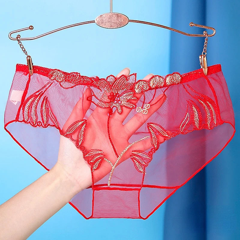 Ultra‑Thin Low‑Waist Embroidered Panties