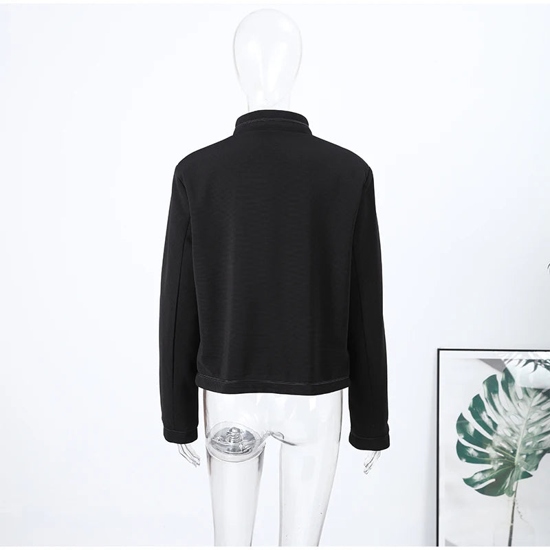 Napoleon Golden Short Jacket Women Vintage Stand Collar Long Sleeve Cropped Jackets 2026 Spring New Lady Outwear High Street