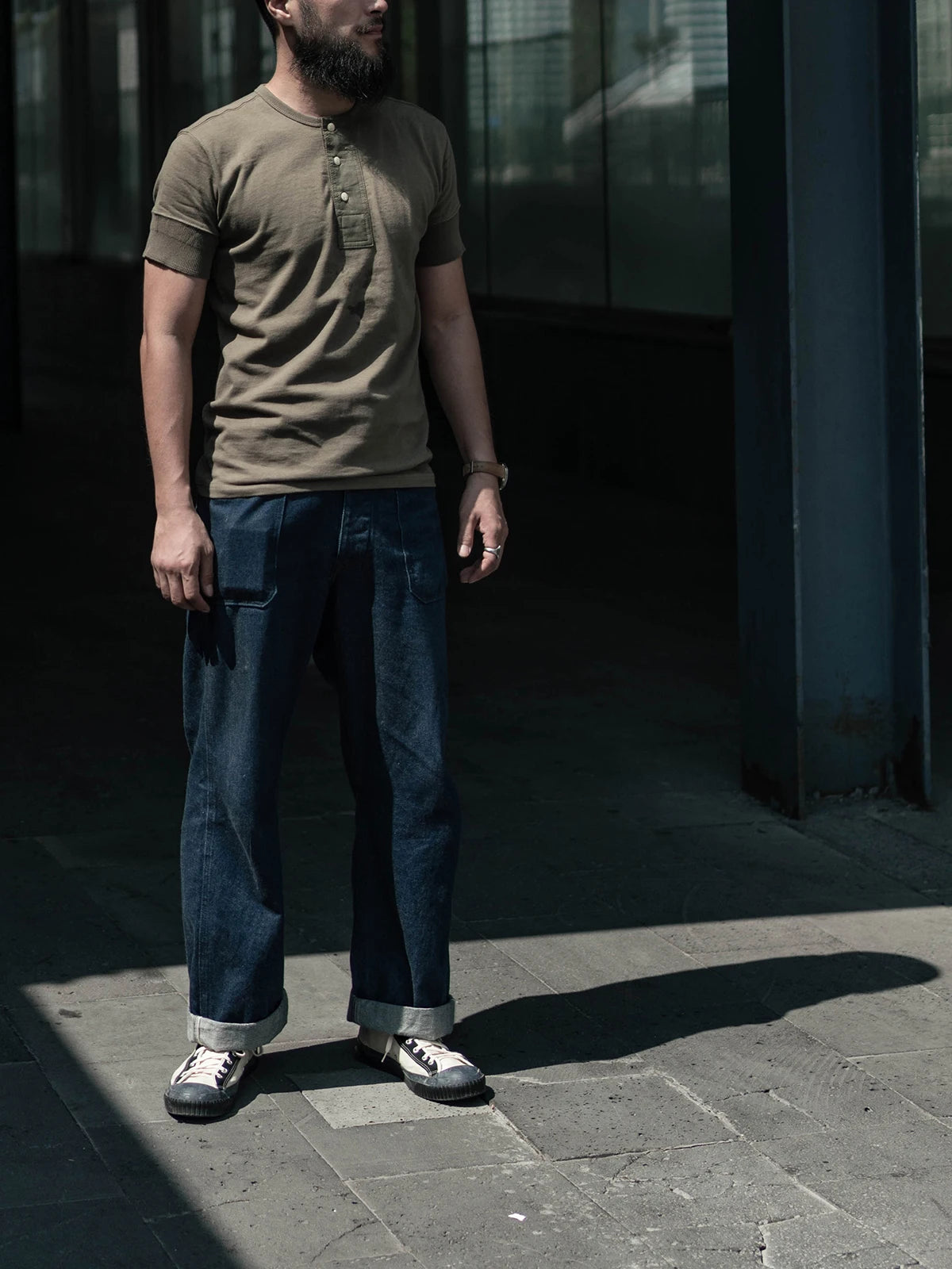 Rugged Bronson Retro Henry Collar Shirt
