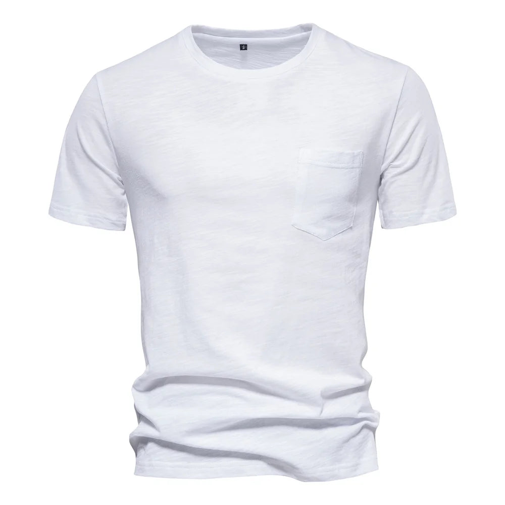 Men’s 100% Cotton Thin Summer T‑Shirt – Soft Breathable O‑Neck Casual Fitness Top