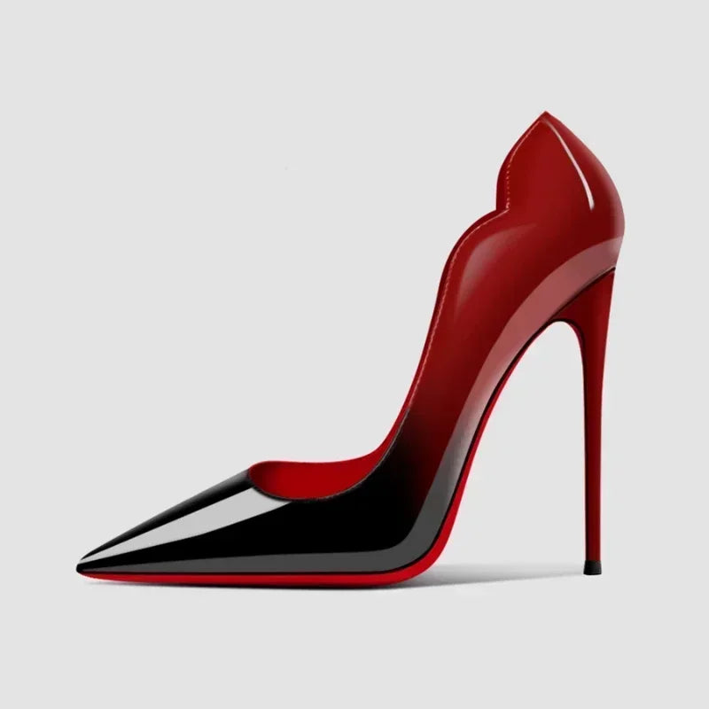 Women’s Gradient Red‑Bottom Leopard High Heels