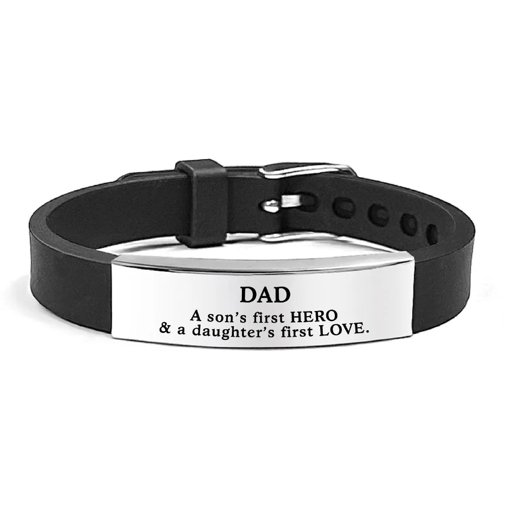 Inspirational Quote Bracelet for Father – Stainless Steel Adjustable Wristband Gift for Men