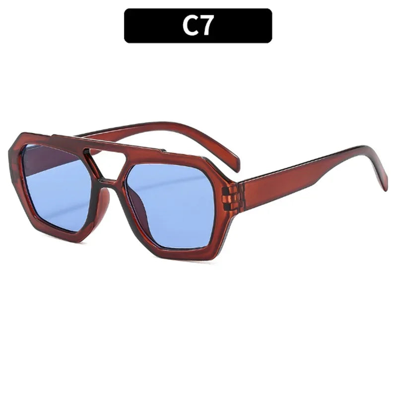 2025 Retro Double Bridge Fashion Sunglasses Women's Luxury Light Rhombus Women Sun Glasses Ins Trending Sun Shades UV400