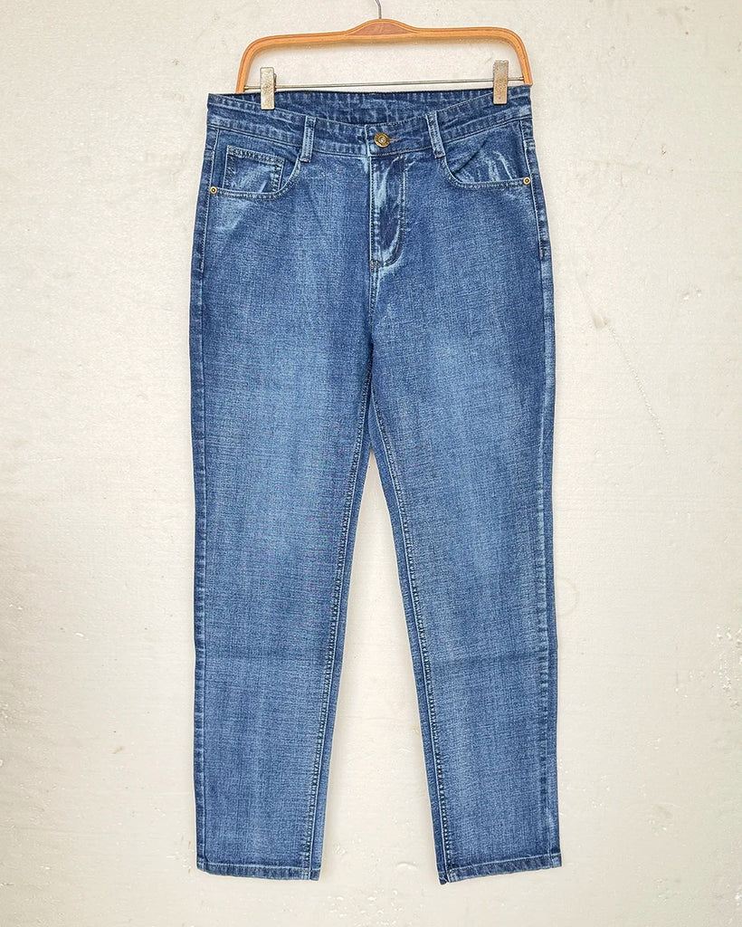 Men’s Straight Stretch Jeans – Business‑Casual Work Denim Pants | Classic Blue & Black