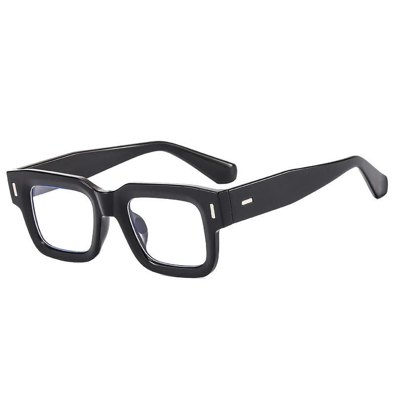 SO&EI Ins Popular Fashion Square Sunglasses Women Retro Punk Clear Ocean Lens Eyewear Men Shades UV400 Rivets Sun Glasses