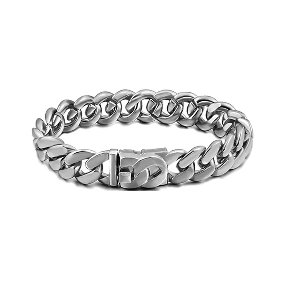 1Pcs 13/14MM Cuban Chain Bracelet for Men Women Prong Miami Rhinestones Cuban Bracelets Wristband Hiphop Gifts Jewelry
