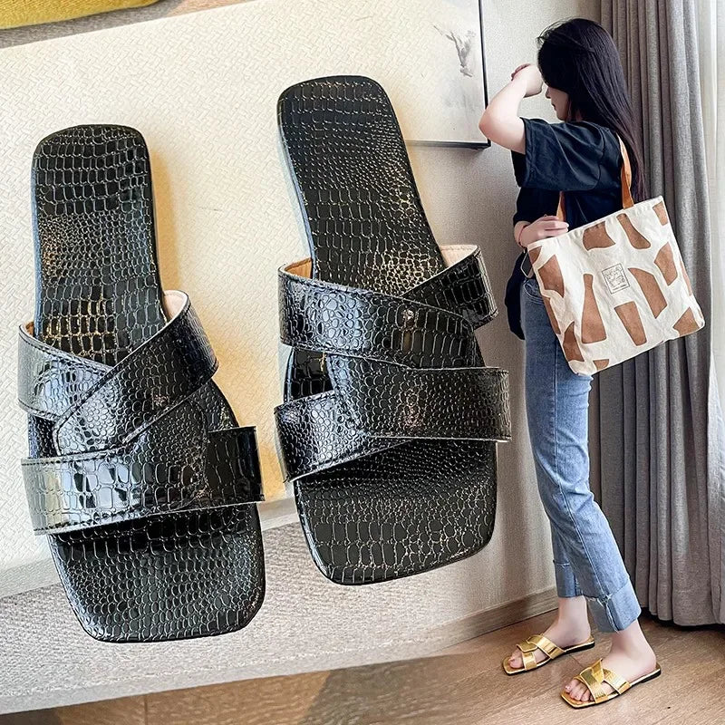 2025 Summer Women Slippers Cute Butterfly-Knot Casual Sandals Lady Slides Flats Slip-On Women Shoes for Women Zapatillas Mujer