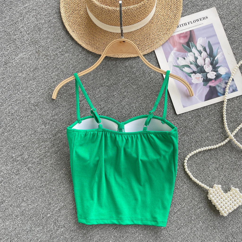 Women Chic Solid Camis Slim Corset Tank Top Basic Sexy Korean Fashion Off Shoulder Summer Women Crop Top