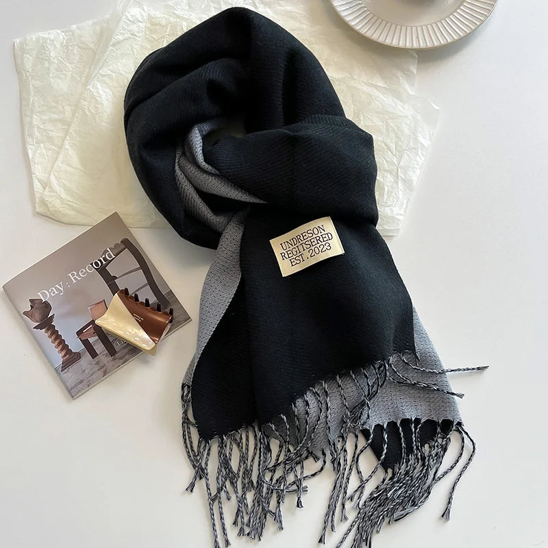 Fashion Solid Cashmere Warm Scarf New Design Pashmina Winter Double Side Diffrent Color Shawl Wraps Bufanda with Tassel Blanket