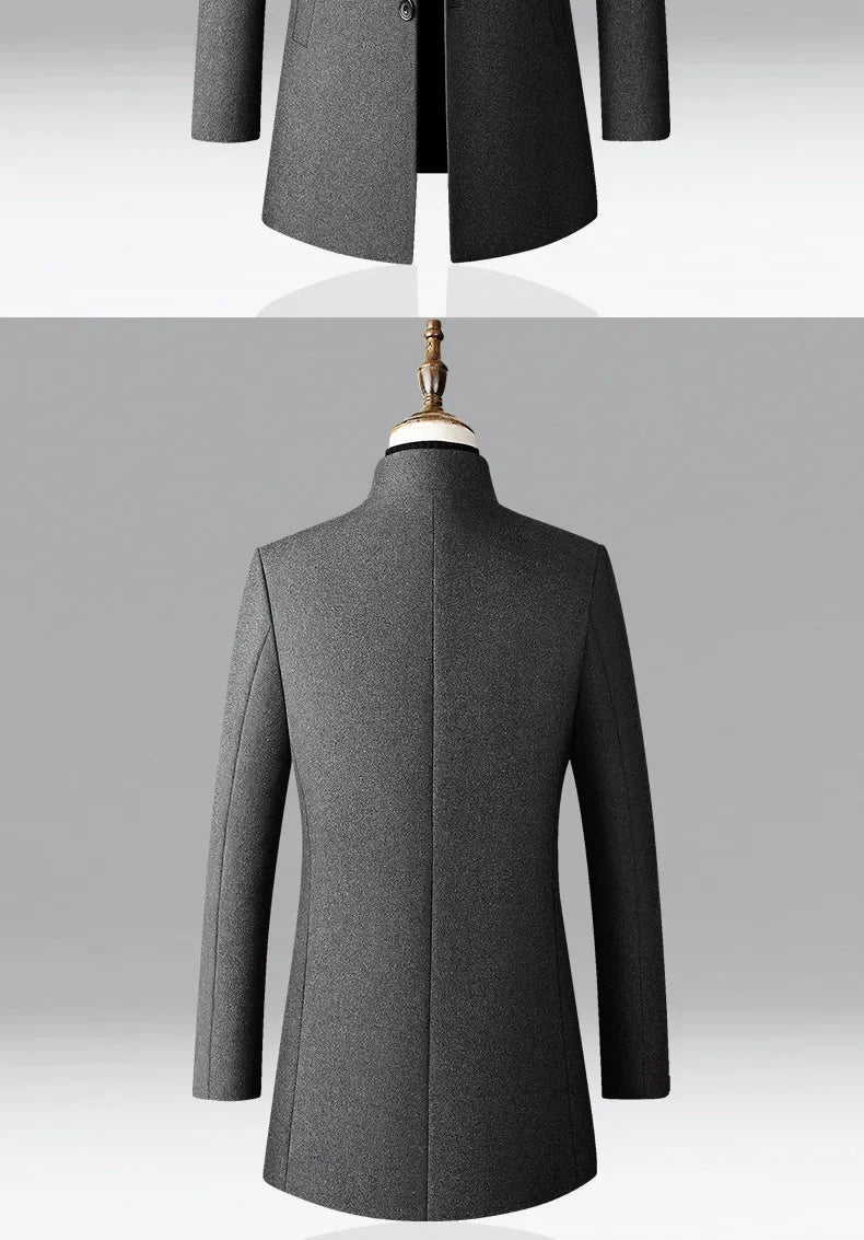 TFETTERS Brand Trench Coat Korean Fashion Business Casual Stand Collar Long Jackets for Men 2026 Autumn Windbreaker Winter Coats