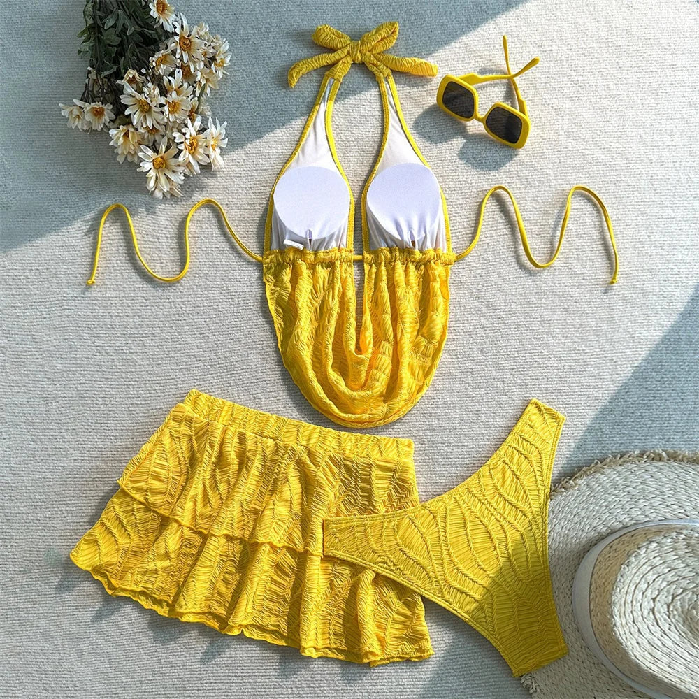 Sexy Push‑Up Backless Bikini Set