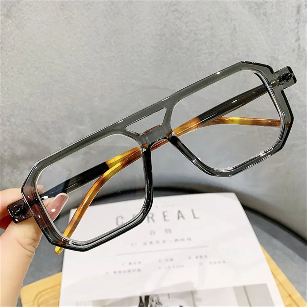 Retro Double Bridge Women Sunglasses Fashion Leopard Irregular Square Sun Glasses Men Trendy Street Wear Shades UV400 Eyewear