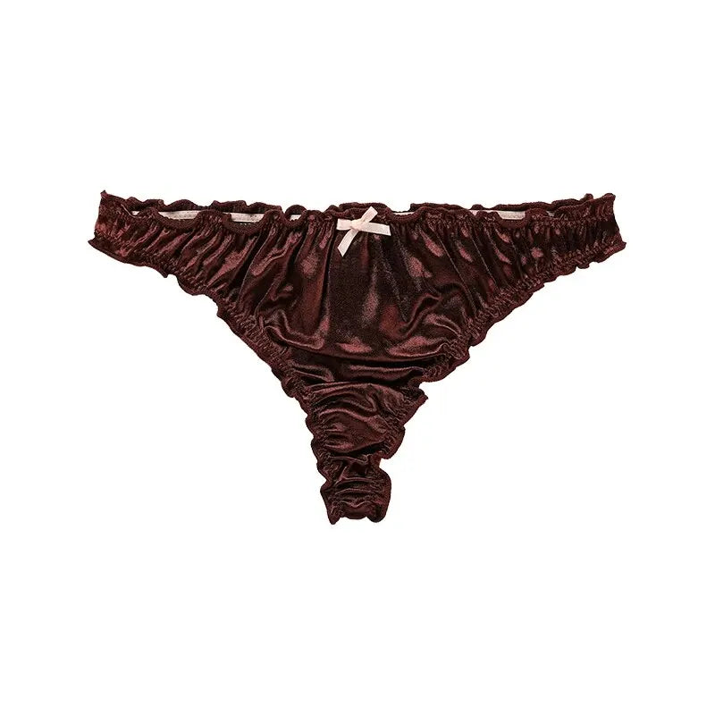 Frill‑Trim Satin Ice‑Silk Seamless Panties