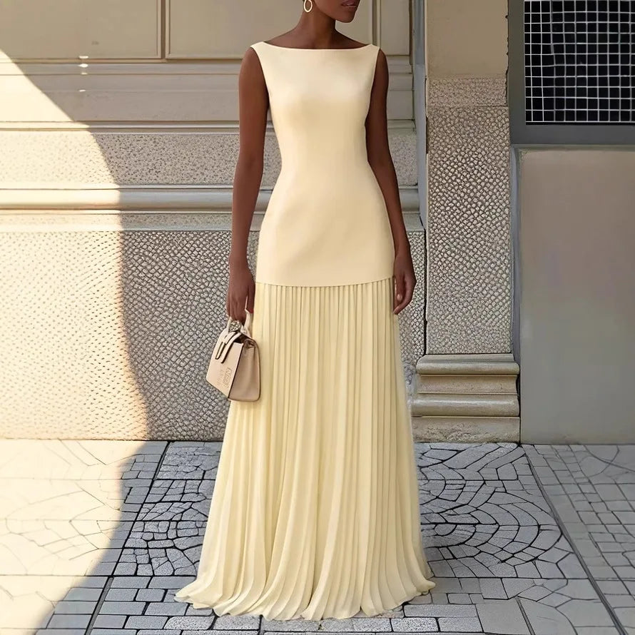 Women’s 2026 Spring/Autumn Two‑Piece Set – Elegant Pleated Dress with Matching Vest Overskirt for Parties & Fashion Wear
