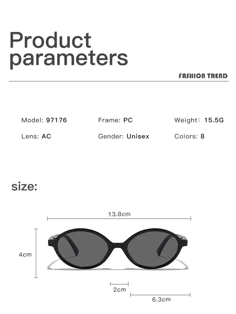 2024 Trend Oval Sunglasses — Unisex Elliptical Small‑Frame UV‑Protection Ultra‑Light Eyewear