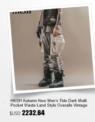 HKSH Spring Summer New Men's Tide Streetwear Cotton Solid Color Loose RO Style Short Sleeves Large Tees Chic Dark T-shirt HK2008