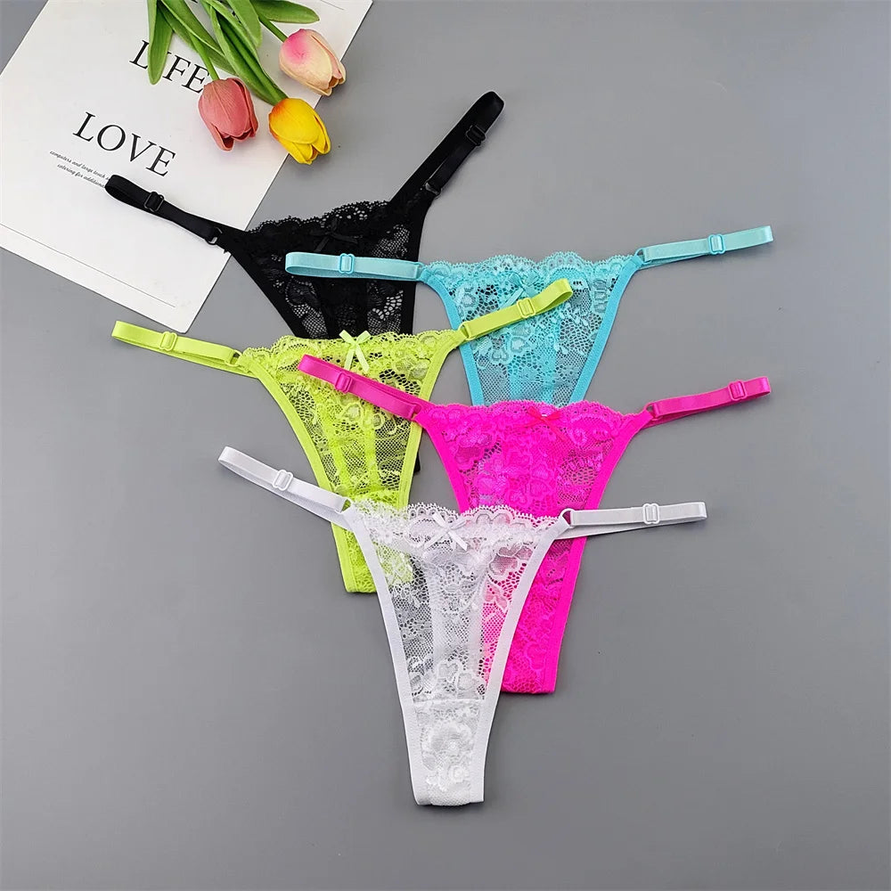 5‑Pack Lace Adjustable Thongs