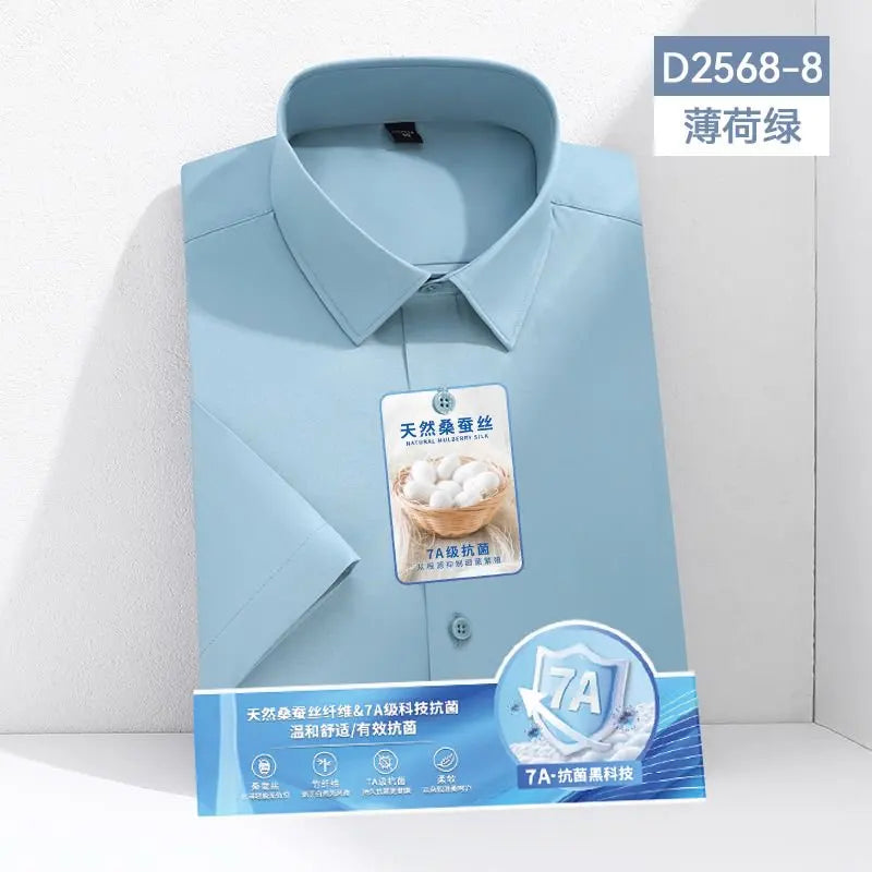 Mulberry Silk Wrinkle‑Resistant White Shirt