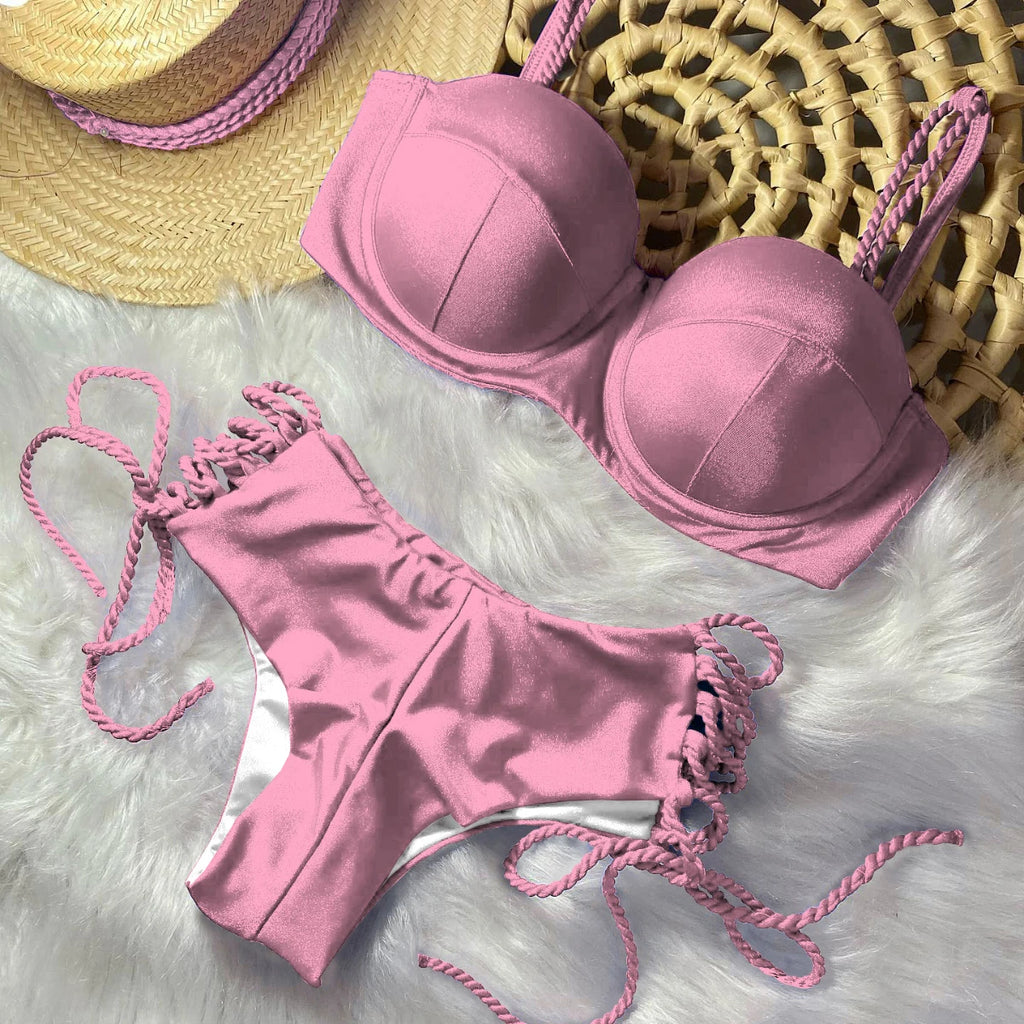 Women’s High‑Waist Underwire Bikini – Push‑Up Two‑Piece Swimsuit, Summer Beachwear SetUnderwire Bikini Swimsuit High Waist Swimwear for Women Push Up Two Piece Bathing Suits Push Up Summer Female