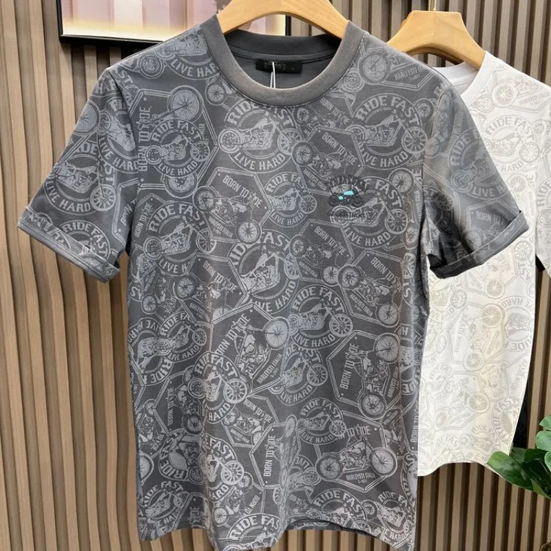 Embroidered Black Graphic T‑Shirt