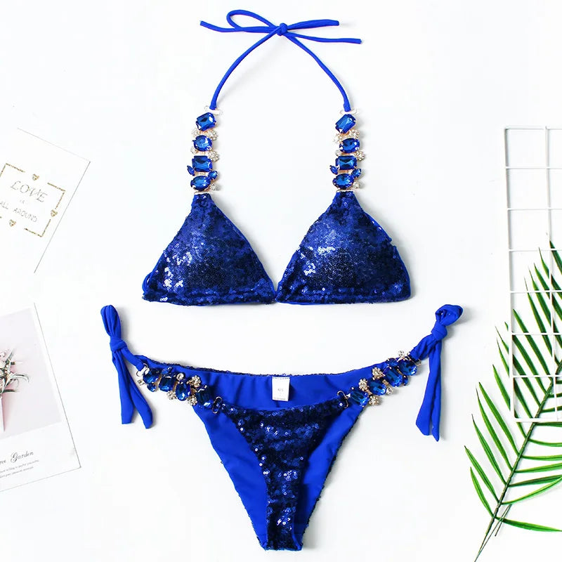 Shiny Sequins Rhinestone Diamond Bikini