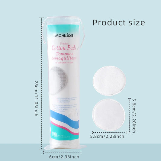 100pcs Soft & Breathable Makeup Remover Pads – Double‑Sided Textured Cotton Rounds for Daily Cleansing