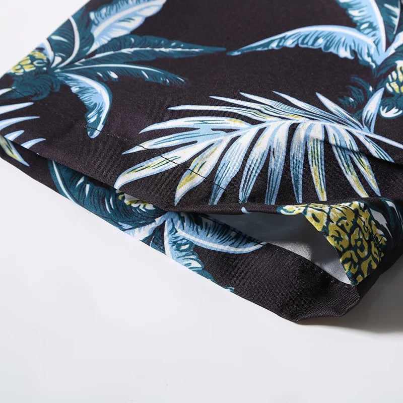 Men’s Summer Printed Short‑Sleeve Shirt – Thin Beachwear Turtle‑Neck / Polo Casual Top