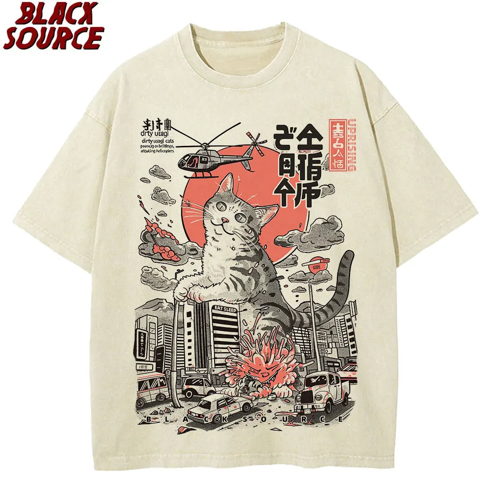 T351 Funny Cat Printed Tshirt Maine Coon Humor T-shirt Men Women Summer Short Sleeve Cotton T Shirt Unisex Harajuku Mens Clothes
