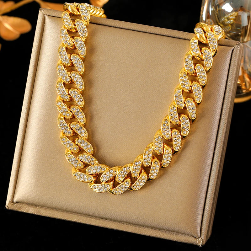 EILIECK 316L Stainless Steel White Chain Necklace For Women Girl Fashion New Party Gift Thick Neck Chain Waterproof Jewelry