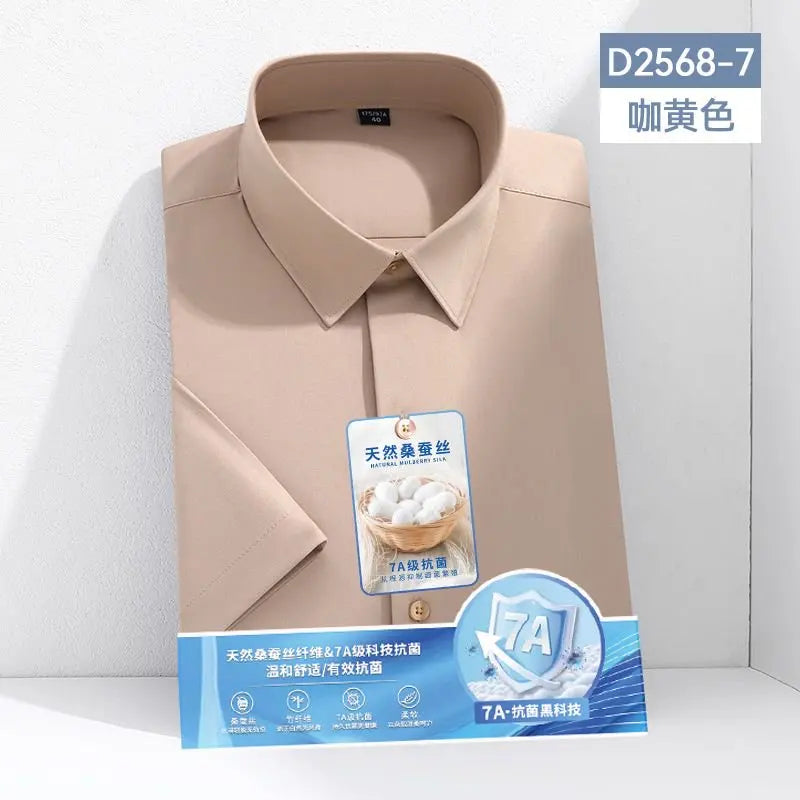 Mulberry Silk Wrinkle‑Resistant White Shirt