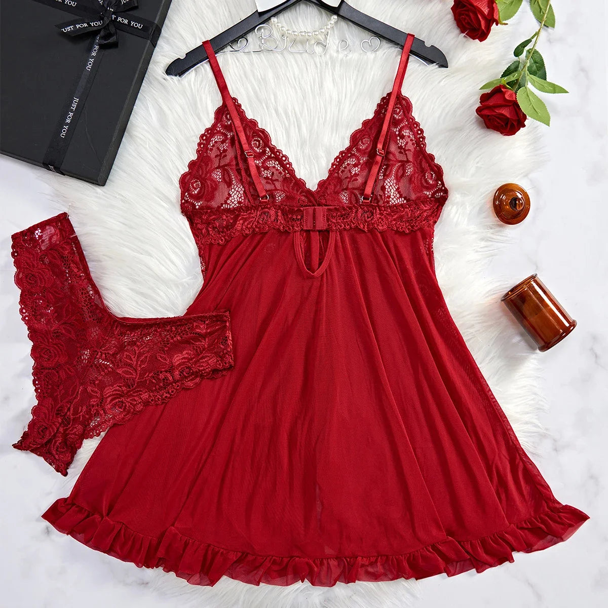 Tulle Lace V‑Neck Night Dress