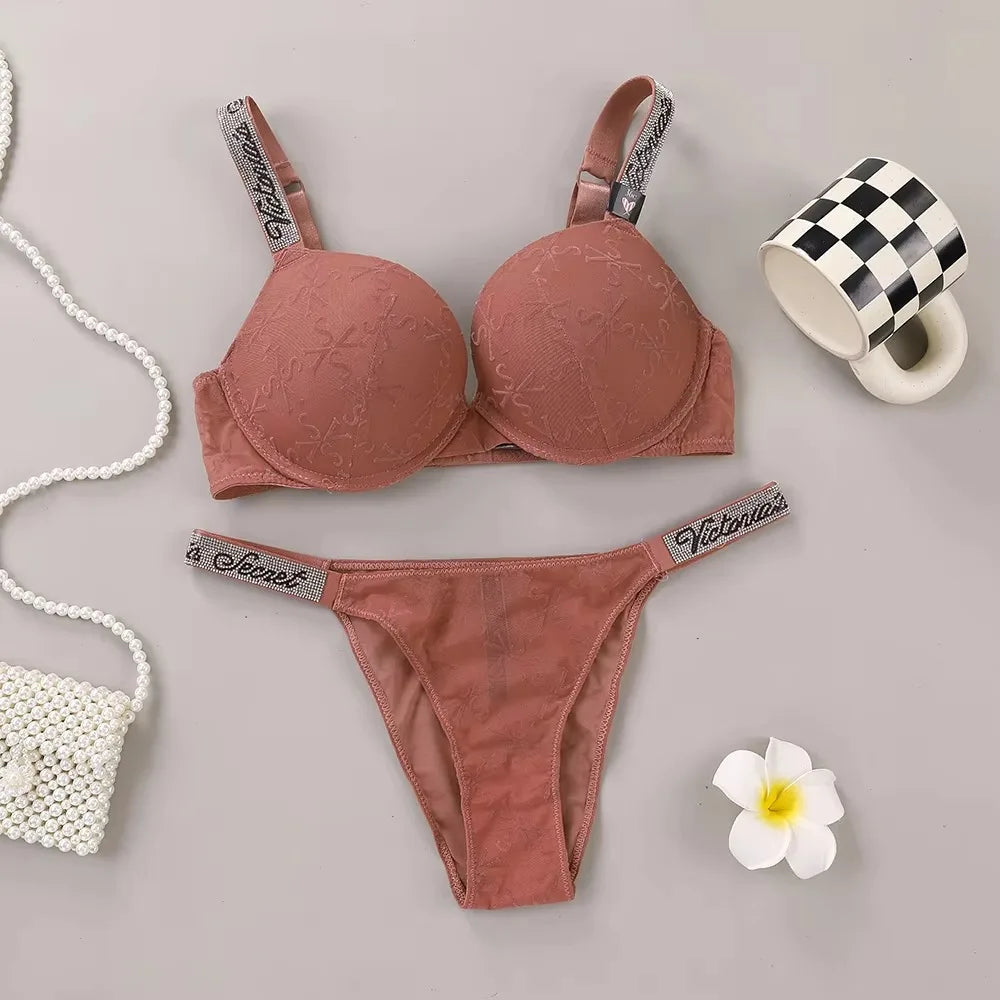 Victoria's Secret Women's New Sexy Lingerie Sporty Classic Padded Adjustable push up Lingerie Underwear Set Bras and Panty Set
