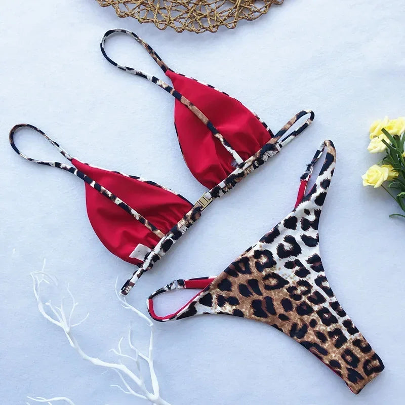 High‑Cut Micro Leopard Bikini
