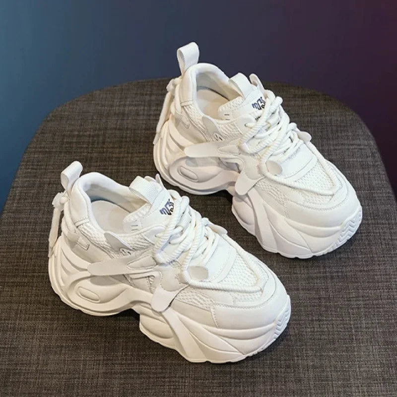 Women's Autumn New Style Casual Shoes Comfortable Slimming Soft Bottom Breathable Online Shopping Shoes with Thick Sole