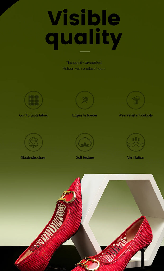 Spring New Hollow Business Women's Shoes 7cm Red Evening Shoes Women's High Heels