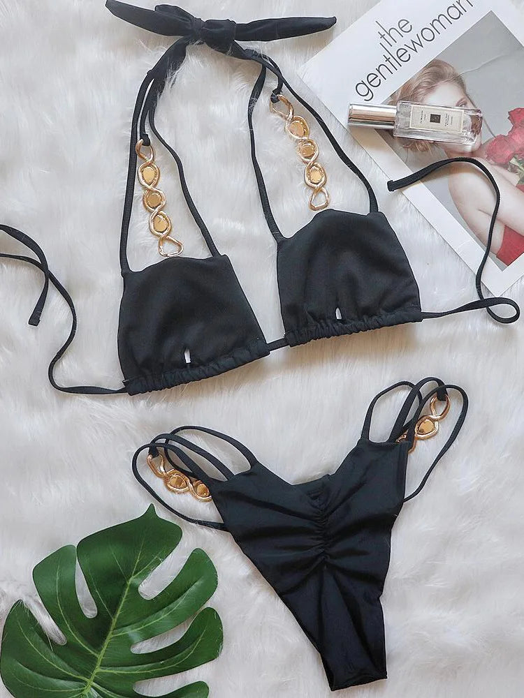 Sexy Jewelled Halter Bikini