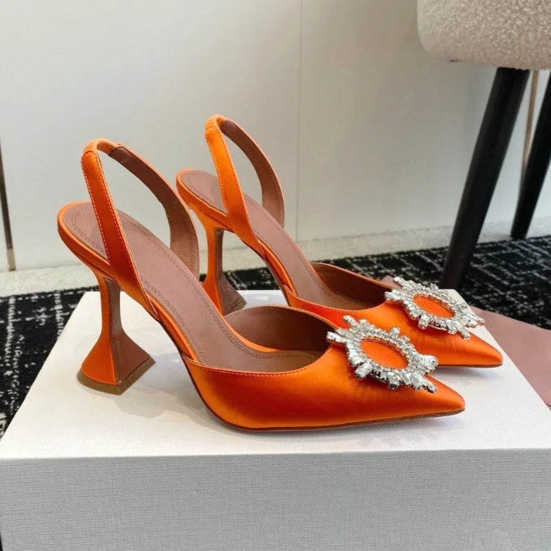 Silk Bow Rhinestone High Heels
