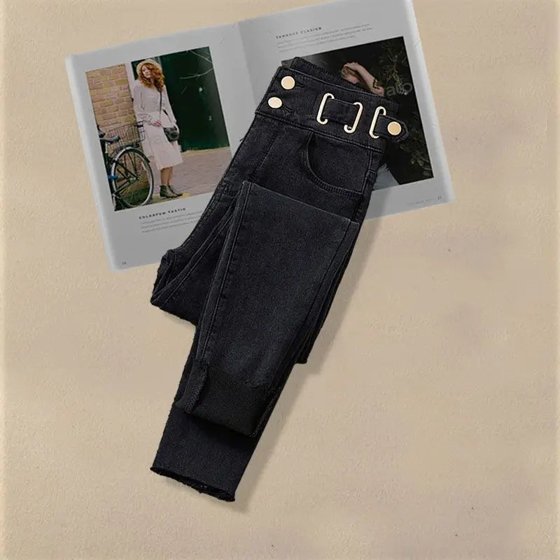 Women Spring/Summer New Matching Set 2025 Korean Elegant Striped Shirt Top+Jeans Two Piece Female Loose Blouse Denim Pants Suit