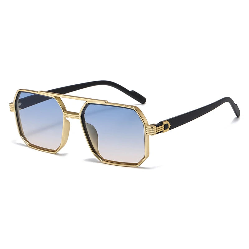 Car Sun Glasses New Fashion Double Beam Polygonal Sunglasses Retro Personalized Trendy Large Frame Eyewear European and American