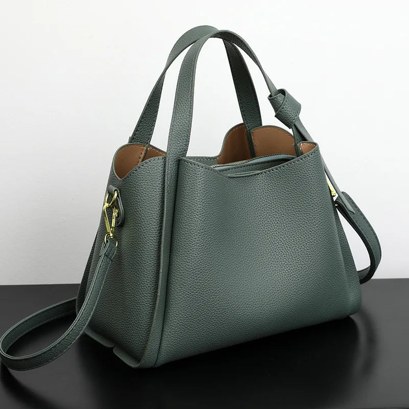 Retro Fashion Simple New Texture Large Capacity Shoulder Bag Women's Handbags Portable Messenger Bucket Bag