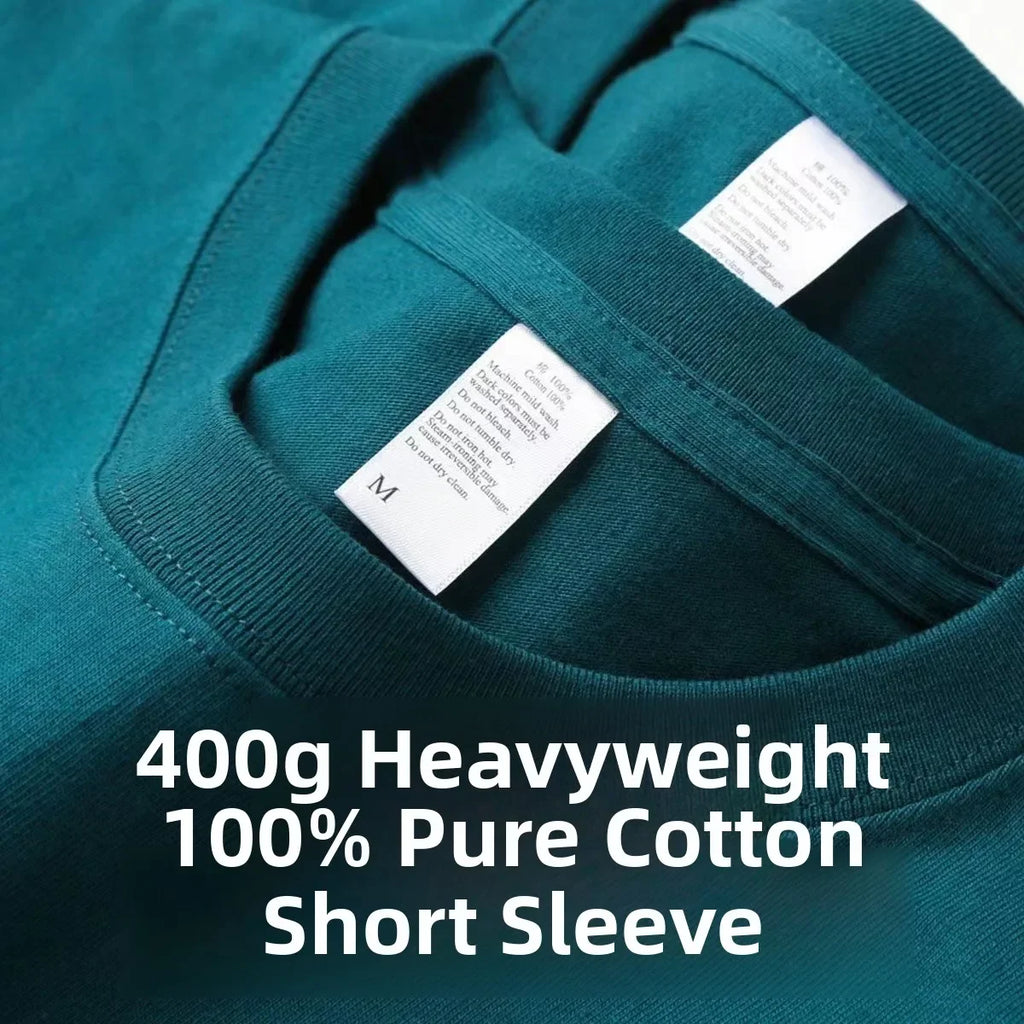 Heavyweight Pure Cotton Oversized T‑Shirt – Tianqing Color Unisex Summer Loose‑Fit Streetwear Tee