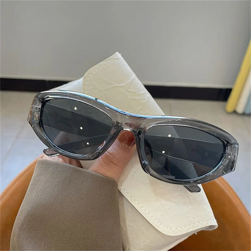 Future Sense of Technology Sunglasses Women Y2K Rimless Rectangle Shades Gradient UV400 Men One Piece Sun Glasses 2024