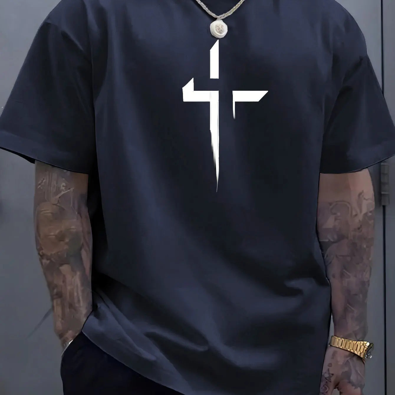 Cross‑Print T‑Shirt