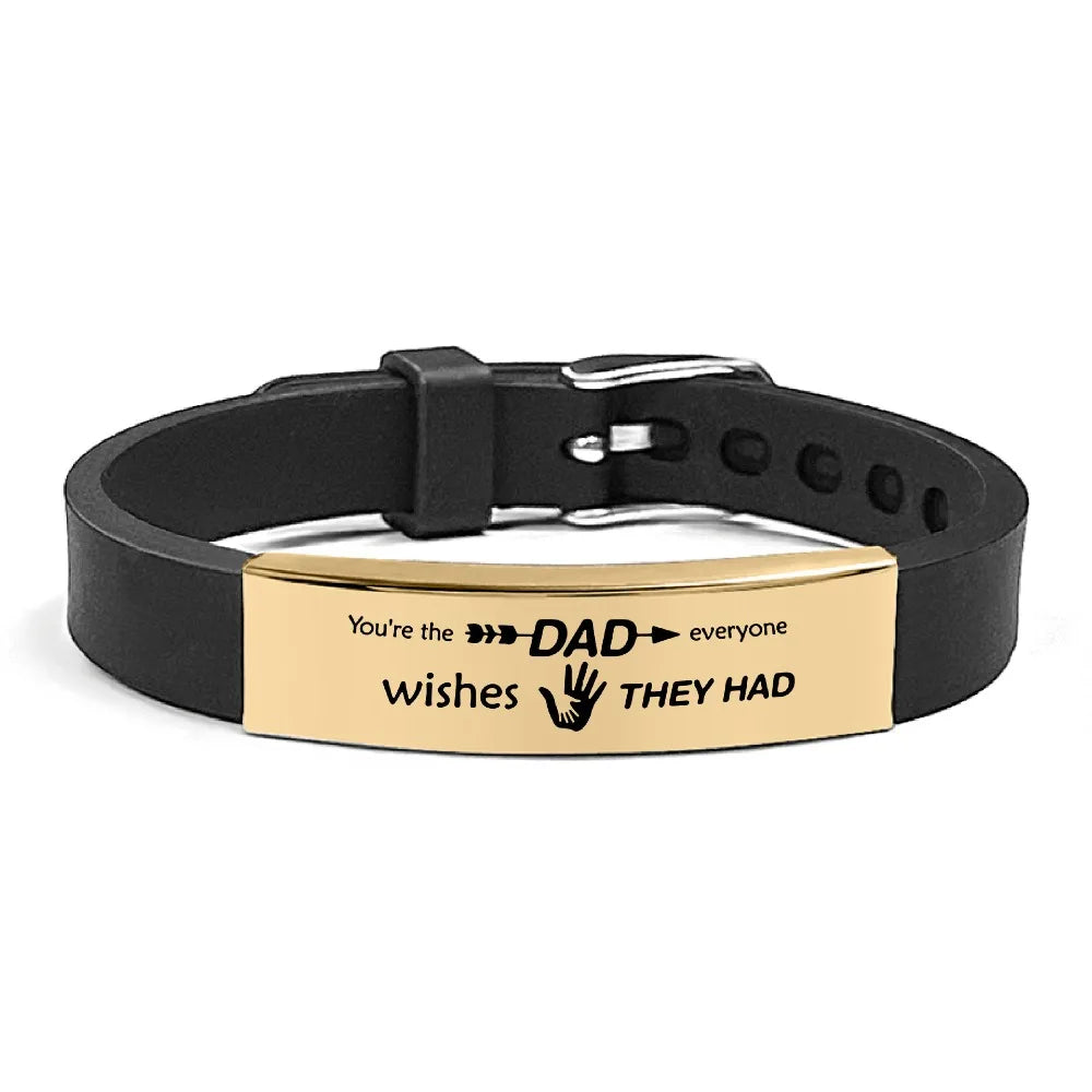 Inspirational Quote Bracelet for Father – Stainless Steel Adjustable Wristband Gift for Men