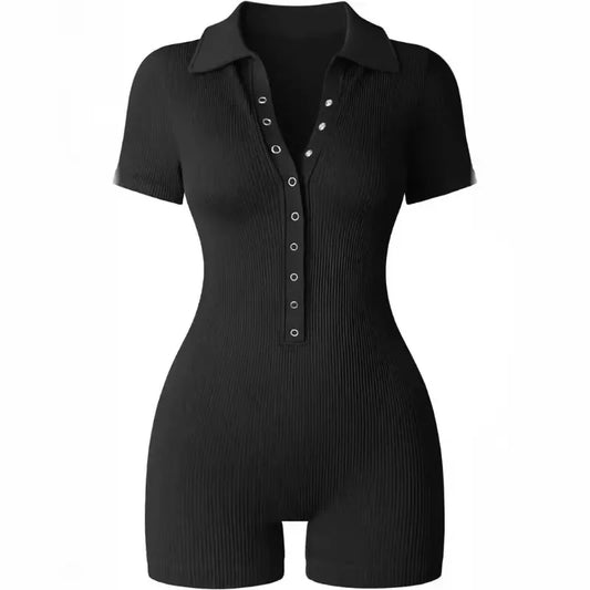 Sports Jumpsuit Solid Color Sheath Women's Yoga Jumpsuit Ribbed V-Neck Stretch Waist Bodycon Playsuits Rompers High Waist