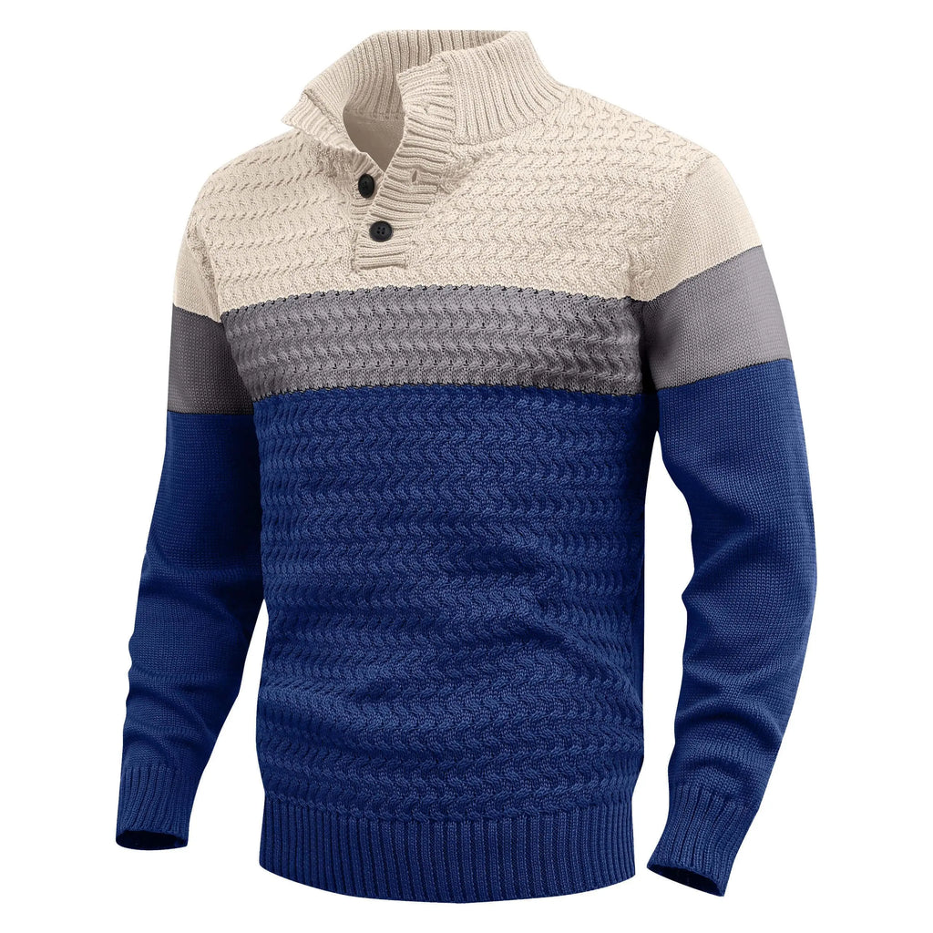 Men’s Tri‑Button Mock Neck Sweater