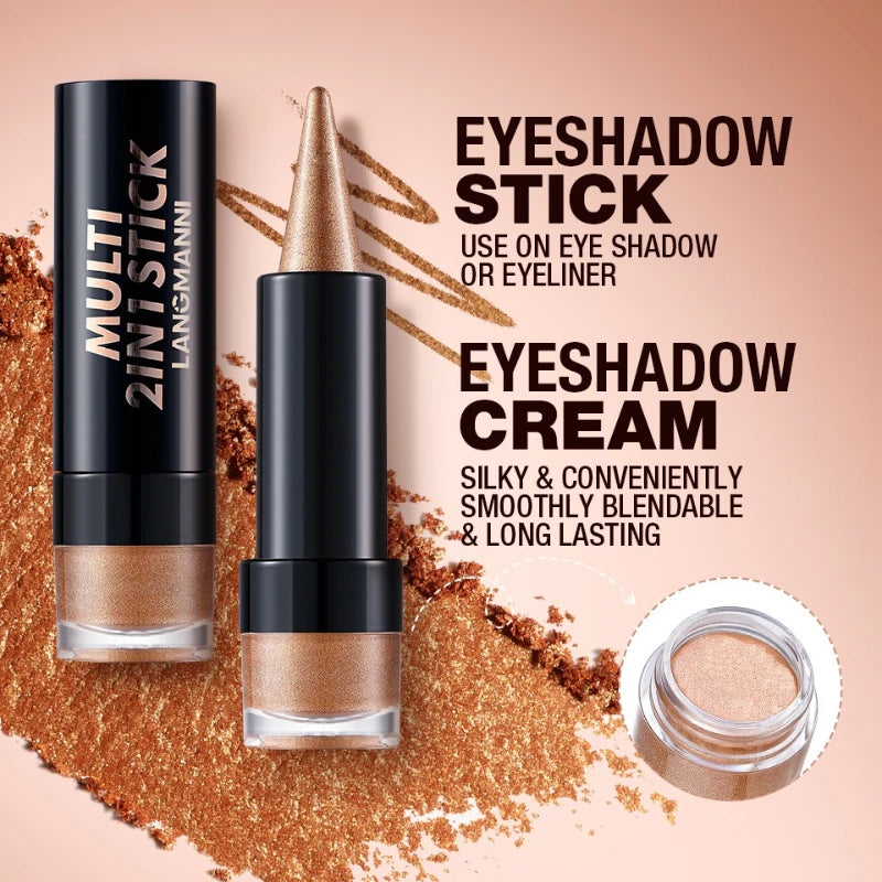NEW 2 IN 1 Pearlescent Eye Shadow Pen Pointed Eyeliner Stick Caramel Brown Black Eyeshadow Makeup Silky Smooth Lasting Eyeshadow