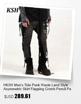 HKSH Spring Summer New Men's Tide Streetwear Cotton Solid Color Loose RO Style Short Sleeves Large Tees Chic Dark T-shirt HK2008