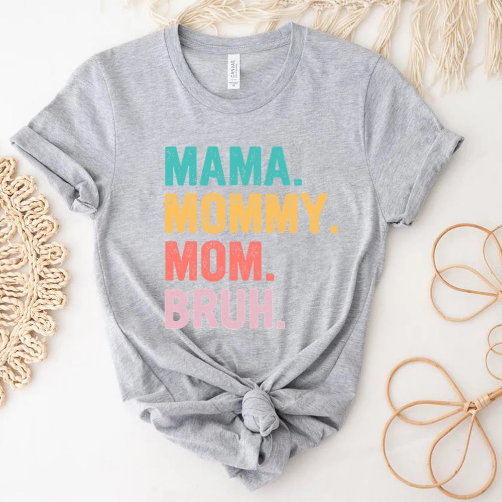 Mama Mommy Mom Bruh T Shirt Mom Shirt Mama Life Shirts Mother's Day T-shirt Women Summer Trendy Short Sleeve Casual Tops
